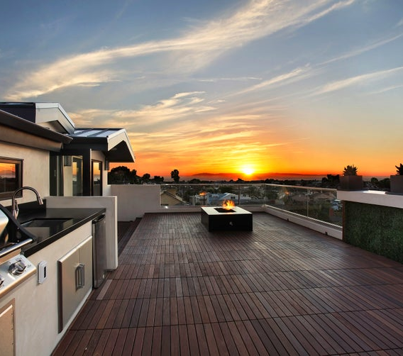 Outside deck at sunset